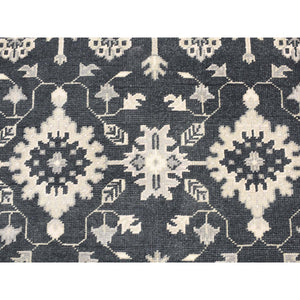 6'1"x9' Kombu Green, Oushak Turkish Knot, Cropped Thin, Hand Knotted, 100% Wool, Oriental Rug FWR527892
