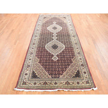 Load image into Gallery viewer, 5&#39;x12&#39;9&quot; Burgundy Red, Tabriz Mahi, Large Medallions, Pure Wool, Hand Knotted, Gallery Wide Runner, Oriental Rug FWR527910