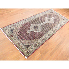Load image into Gallery viewer, 5&#39;x12&#39;9&quot; Burgundy Red, Tabriz Mahi, Large Medallions, Pure Wool, Hand Knotted, Gallery Wide Runner, Oriental Rug FWR527910