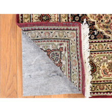 Load image into Gallery viewer, 5&#39;x12&#39;9&quot; Burgundy Red, Tabriz Mahi, Large Medallions, Pure Wool, Hand Knotted, Gallery Wide Runner, Oriental Rug FWR527910