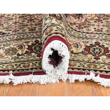 Load image into Gallery viewer, 5&#39;x12&#39;9&quot; Burgundy Red, Tabriz Mahi, Large Medallions, Pure Wool, Hand Knotted, Gallery Wide Runner, Oriental Rug FWR527910