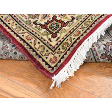 Load image into Gallery viewer, 5&#39;x12&#39;9&quot; Burgundy Red, Tabriz Mahi, Large Medallions, Pure Wool, Hand Knotted, Gallery Wide Runner, Oriental Rug FWR527910