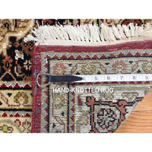 Load image into Gallery viewer, 5&#39;x12&#39;9&quot; Burgundy Red, Tabriz Mahi, Large Medallions, Pure Wool, Hand Knotted, Gallery Wide Runner, Oriental Rug FWR527910