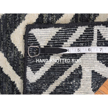 Load image into Gallery viewer, 2&#39;2&quot;x2&#39;2&quot; Denim Black, Modern Design, Pure Silk With Textured Wool, Hand Knotted, Sample Mat Square, Oriental Rug FWR527940