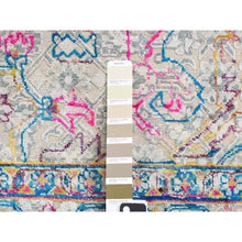 Load image into Gallery viewer, 2&#39;x2&#39; Rose White, Modern Design, Sari Silk with Textured Wool, Hand Knotted, Corner Sample Mat Square, Oriental Rug FWR527946