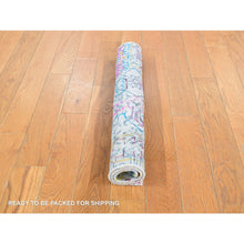 Load image into Gallery viewer, 2&#39;x2&#39; Rose White, Modern Design, Sari Silk with Textured Wool, Hand Knotted, Corner Sample Mat Square, Oriental Rug FWR527946
