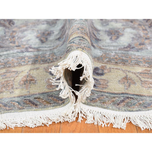 11'8"x15'3" Chetwode Green, Hand Knotted, Pure Silk with Textured Wool, Mughal Empire Design, Oversized Oriental Rug FWR527958