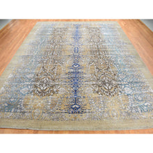 Load image into Gallery viewer, 12&#39;2&quot;x15&#39;4&quot; Dried Moss Brown, Silk With Textured Wool, Transitional Sarouk Design, Hand Knotted, Oversized Oriental Rug FWR527970