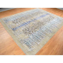Load image into Gallery viewer, 12&#39;2&quot;x15&#39;4&quot; Dried Moss Brown, Silk With Textured Wool, Transitional Sarouk Design, Hand Knotted, Oversized Oriental Rug FWR527970