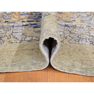 12'2"x15'4" Dried Moss Brown, Silk With Textured Wool, Transitional Sarouk Design, Hand Knotted, Oversized Oriental Rug FWR527970