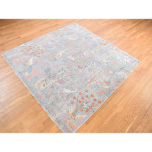Load image into Gallery viewer, 8&#39;x8&#39; Goose Gray, Afghan Peshawar Birds Of Paradise, Vegetable Dyes, 100% Wool, Hand Knotted, Square Oriental Rug FWR527976