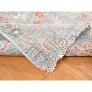 8'x8' Goose Gray, Afghan Peshawar Birds Of Paradise, Vegetable Dyes, 100% Wool, Hand Knotted, Square Oriental Rug FWR527976