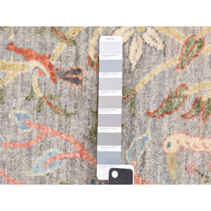 8'x8' Goose Gray, Afghan Peshawar Birds Of Paradise, Vegetable Dyes, 100% Wool, Hand Knotted, Square Oriental Rug FWR527976