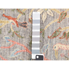 Load image into Gallery viewer, 8&#39;x8&#39; Goose Gray, Afghan Peshawar Birds Of Paradise, Vegetable Dyes, 100% Wool, Hand Knotted, Square Oriental Rug FWR527976