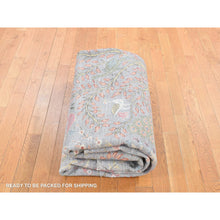 Load image into Gallery viewer, 8&#39;x8&#39; Goose Gray, Afghan Peshawar Birds Of Paradise, Vegetable Dyes, 100% Wool, Hand Knotted, Square Oriental Rug FWR527976