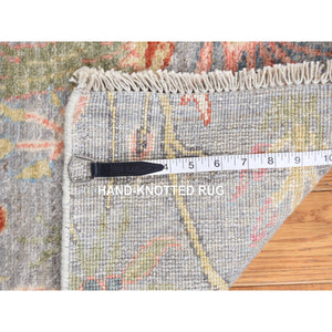 8'x8' Goose Gray, Afghan Peshawar Birds Of Paradise, Vegetable Dyes, 100% Wool, Hand Knotted, Square Oriental Rug FWR527976
