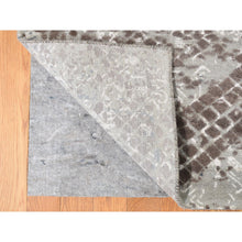 Load image into Gallery viewer, 12&#39;3&quot;x15&#39;3&quot; Silver Gray, Trellis Mosaic Design, Wool With Pure Silk, Hand Knotted, Oversized Oriental Rug FWR527988