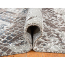 Load image into Gallery viewer, 12&#39;3&quot;x15&#39;3&quot; Silver Gray, Trellis Mosaic Design, Wool With Pure Silk, Hand Knotted, Oversized Oriental Rug FWR527988