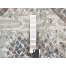 Load image into Gallery viewer, 12&#39;3&quot;x15&#39;3&quot; Silver Gray, Trellis Mosaic Design, Wool With Pure Silk, Hand Knotted, Oversized Oriental Rug FWR527988