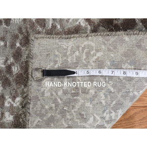 12'3"x15'3" Silver Gray, Trellis Mosaic Design, Wool With Pure Silk, Hand Knotted, Oversized Oriental Rug FWR527988