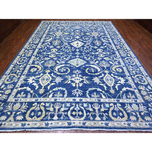 10'2"x13'8" Yale Blue, Fine Peshawar with Heriz All Over Design, Hand Knotted, Vegetable Dyes, Natural Wool, Dense Weave, Oriental Rug FWR528024