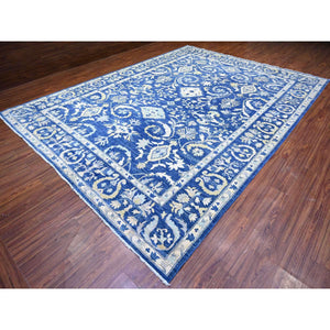 10'2"x13'8" Yale Blue, Fine Peshawar with Heriz All Over Design, Hand Knotted, Vegetable Dyes, Natural Wool, Dense Weave, Oriental Rug FWR528024