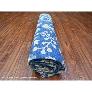 10'2"x13'8" Yale Blue, Fine Peshawar with Heriz All Over Design, Hand Knotted, Vegetable Dyes, Natural Wool, Dense Weave, Oriental Rug FWR528024