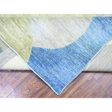 Load image into Gallery viewer, 8&#39;2&quot;x9&#39;7&quot; Kensington Blue, Borderless, Pure And Shiny Wool, Densely Woven Modern The Circles Design, Vegetable Dyes, Hand Knotted, Oriental Rug FWR528054