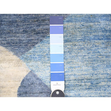 Load image into Gallery viewer, 8&#39;2&quot;x9&#39;7&quot; Kensington Blue, Borderless, Pure And Shiny Wool, Densely Woven Modern The Circles Design, Vegetable Dyes, Hand Knotted, Oriental Rug FWR528054