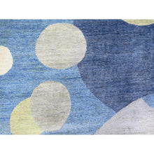 Load image into Gallery viewer, 8&#39;2&quot;x9&#39;7&quot; Kensington Blue, Borderless, Pure And Shiny Wool, Densely Woven Modern The Circles Design, Vegetable Dyes, Hand Knotted, Oriental Rug FWR528054