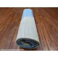 Load image into Gallery viewer, 8&#39;2&quot;x9&#39;7&quot; Kensington Blue, Borderless, Pure And Shiny Wool, Densely Woven Modern The Circles Design, Vegetable Dyes, Hand Knotted, Oriental Rug FWR528054