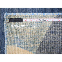 Load image into Gallery viewer, 8&#39;2&quot;x9&#39;7&quot; Kensington Blue, Borderless, Pure And Shiny Wool, Densely Woven Modern The Circles Design, Vegetable Dyes, Hand Knotted, Oriental Rug FWR528054