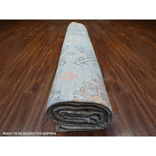 Load image into Gallery viewer, 11&#39;9&quot;x16&#39;5&quot; Storm Cloud Gray, Hand Knotted Afghan Angora Oushak With Leaf Design Soft And Vibrant Wool Oriental Natural Dyes Oversized Rug FWR528150