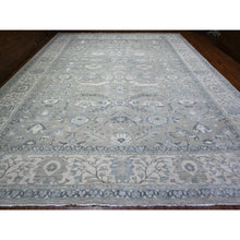 Load image into Gallery viewer, 13&#39;9&quot;x17&#39;1&quot; Timberwolf Gray, Fine Peshawar Heriz, Sickle Leaf Design, Hand Knotted, Natural Dyes, Densely Woven, Pure Wool, Oversized Oriental Rug FWR528174