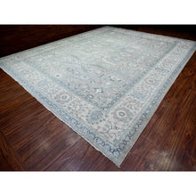 Load image into Gallery viewer, 13&#39;9&quot;x17&#39;1&quot; Timberwolf Gray, Fine Peshawar Heriz, Sickle Leaf Design, Hand Knotted, Natural Dyes, Densely Woven, Pure Wool, Oversized Oriental Rug FWR528174