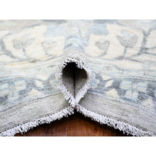 Load image into Gallery viewer, 13&#39;9&quot;x17&#39;1&quot; Timberwolf Gray, Fine Peshawar Heriz, Sickle Leaf Design, Hand Knotted, Natural Dyes, Densely Woven, Pure Wool, Oversized Oriental Rug FWR528174