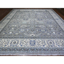 Load image into Gallery viewer, 15&#39;3&quot;x15&#39;3&quot; Stone Gray, Vegetable Dyes, Dense Weave, Fine Peshawar Heriz, Sickle Leaf Design, Hand Knotted, Organic Wool, XL Square Oriental Rug FWR528180