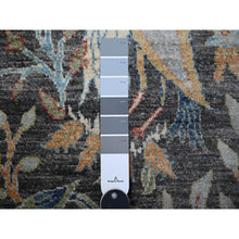 Load image into Gallery viewer, 4&#39;x12&#39; Olive Black, Afghan Peshawar With Birds Of Paradise, Hand Knotted, Vegetable Dyes, Organic Wool, Wide Runner, Oriental Rug FWR528186