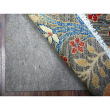Load image into Gallery viewer, 8&#39;x8&#39; Jet Gray, Hand Knotted, Soft Wool, Afghan Peshawar With Birds Of Paradise, Abrash, Natural Dyes, Round Oriental Rug FWR528246