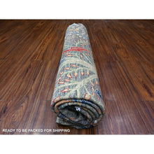 Load image into Gallery viewer, 8&#39;x8&#39; Jet Gray, Hand Knotted, Soft Wool, Afghan Peshawar With Birds Of Paradise, Abrash, Natural Dyes, Round Oriental Rug FWR528246