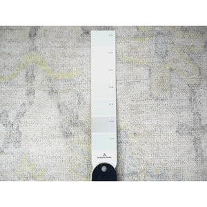 8'x9'5" Voyage Gray, Hand Knotted Afghan Angora Oushak With Faded Out Colors, All Over Design, Vegetable Dyes Soft Wool, Oriental Rug FWR528300
