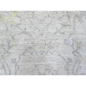 8'x9'5" Voyage Gray, Hand Knotted Afghan Angora Oushak With Faded Out Colors, All Over Design, Vegetable Dyes Soft Wool, Oriental Rug FWR528300
