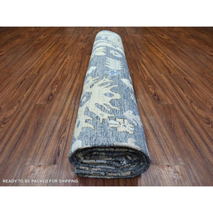 10'x14' Normandy Gray, Natural Dyes, Afghan Angora Oushak With All Over Pattern, Hand Knotted, Pure Wool Oriental Rug FWR528354