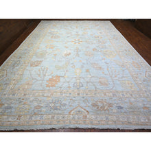 Load image into Gallery viewer, 12&#39;2&quot;x17&#39;2&quot; Aero Blue, Hand Knotted, Afghan Angora Oushak With All Over Floral Pattern, Natural Dyes Organic Wool, Oriental Rug FWR528408