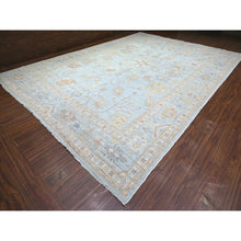 Load image into Gallery viewer, 12&#39;2&quot;x17&#39;2&quot; Aero Blue, Hand Knotted, Afghan Angora Oushak With All Over Floral Pattern, Natural Dyes Organic Wool, Oriental Rug FWR528408