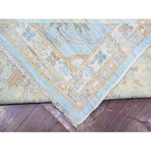 Load image into Gallery viewer, 12&#39;2&quot;x17&#39;2&quot; Aero Blue, Hand Knotted, Afghan Angora Oushak With All Over Floral Pattern, Natural Dyes Organic Wool, Oriental Rug FWR528408
