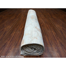 Load image into Gallery viewer, 12&#39;2&quot;x17&#39;2&quot; Aero Blue, Hand Knotted, Afghan Angora Oushak With All Over Floral Pattern, Natural Dyes Organic Wool, Oriental Rug FWR528408
