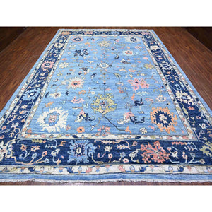 9'9"x13'5" Glaucous And Oxford Blue, Natural Wool, Hand Knotted, Afghan Angora Oushak All Over Design, Vegetable Dyes, Oriental Rug FWR528438