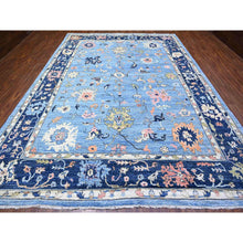 Load image into Gallery viewer, 9&#39;9&quot;x13&#39;5&quot; Glaucous And Oxford Blue, Natural Wool, Hand Knotted, Afghan Angora Oushak All Over Design, Vegetable Dyes, Oriental Rug FWR528438