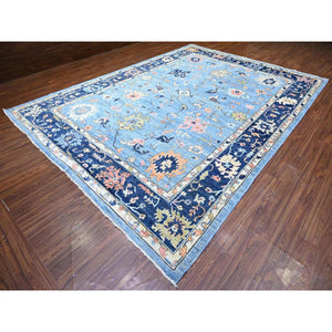 9'9"x13'5" Glaucous And Oxford Blue, Natural Wool, Hand Knotted, Afghan Angora Oushak All Over Design, Vegetable Dyes, Oriental Rug FWR528438